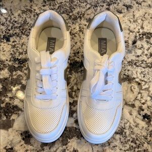 MIA White Sneakers with Perforated Design